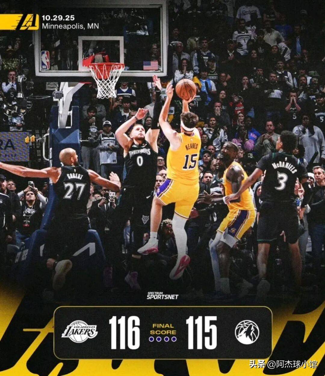 比肩科比！里夫斯压哨绝杀！厉害！